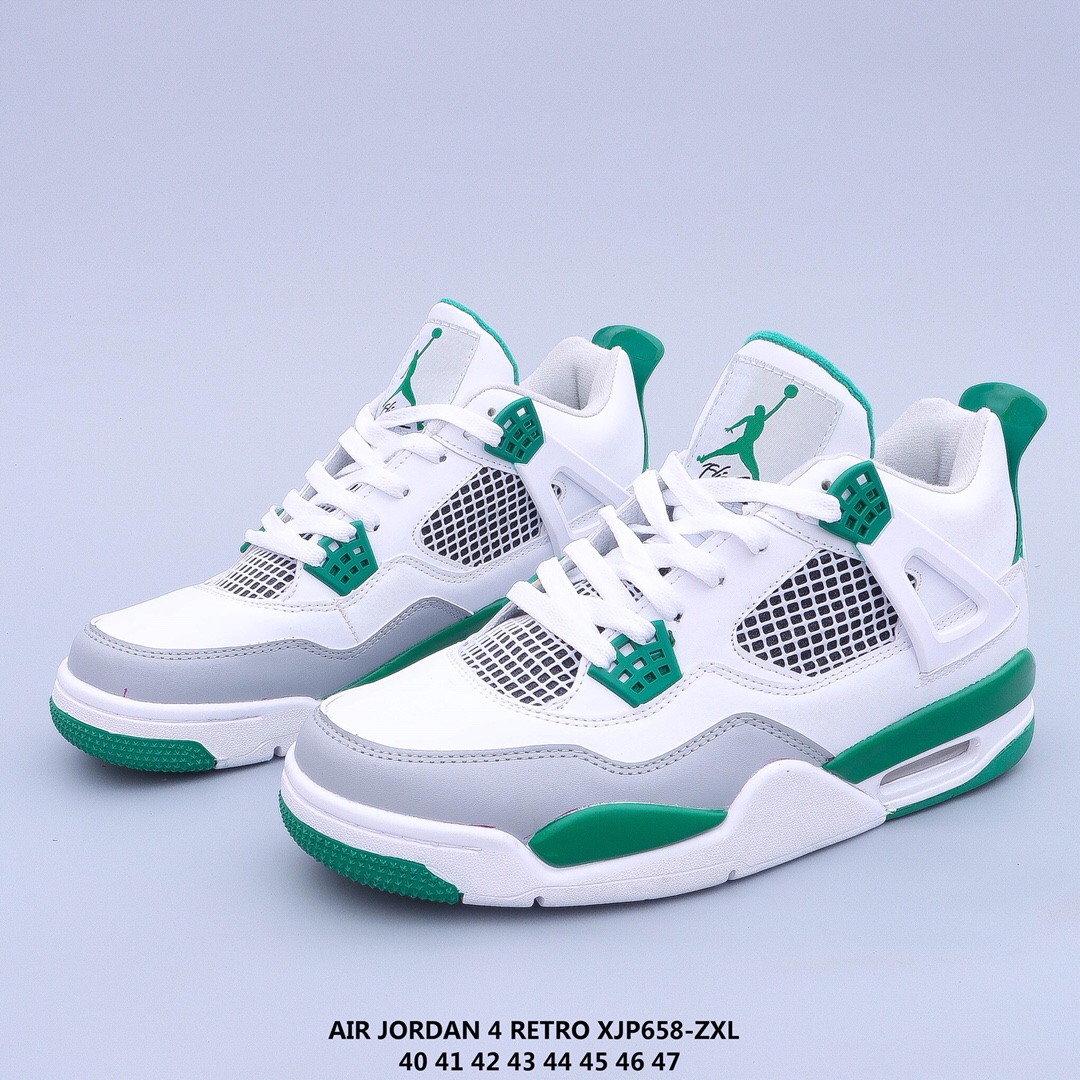 New Air Jordan 4 White Grey Green - Click Image to Close